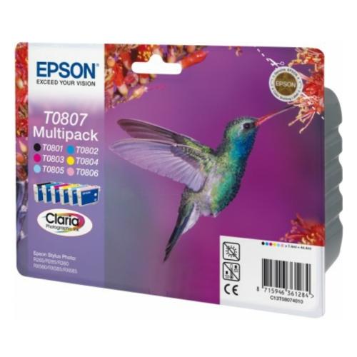 Epson Blekkpatron svart / cyan / magenta / gul / cyan foto / magenta foto (C13T08074011 / T0807) (multipack)