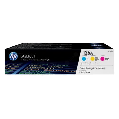 HP Toner cyan / magenta / gul (CF341A / 126A) (rainbow kit)