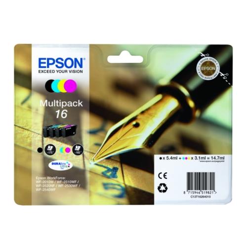 Epson Blekkpatron svart / cyan / magenta / gul (C13T16264010 / 16) (multipack)