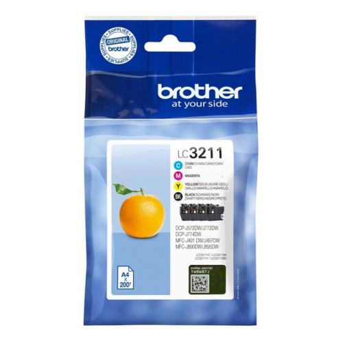 Brother Blekkpatron svart / cyan / magenta / gul (LC3211VALDR) (multipack)