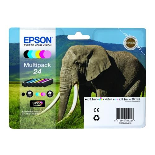 Epson Blekkpatron svart / cyan / magenta / gul / cyan foto / magenta foto (C13T24284011 / 24) (multipack)