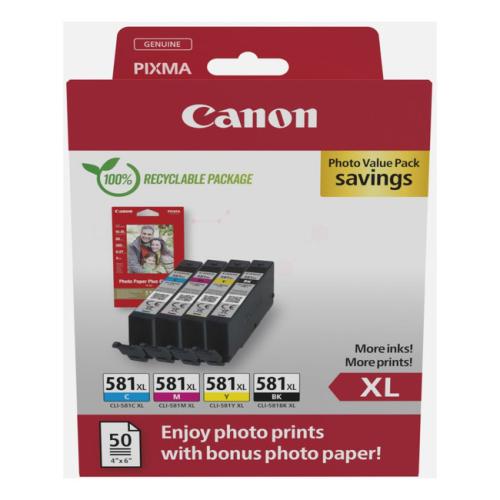 Canon Blekkpatron / fotopapir svart / cyan / magenta / gul (2052C004 / CLI581XL) (multipack, høy kapasitet)