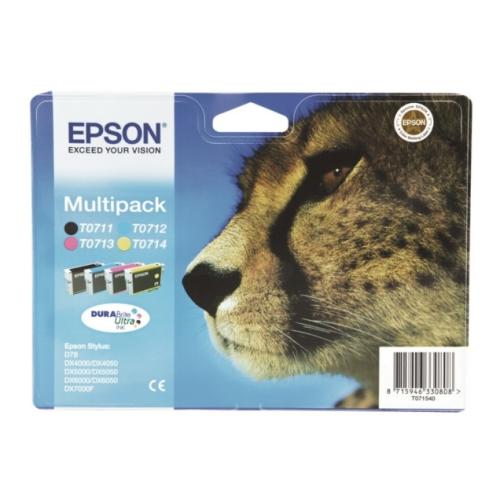 Epson Blekkpatron svart / cyan / magenta / gul (C13T07154012 / T0715) (multipack)