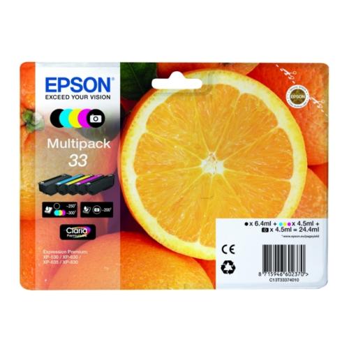 Epson Blekkpatron svart / svart foto / cyan / magenta / gul (C13T33374011 / 33) (multipack)