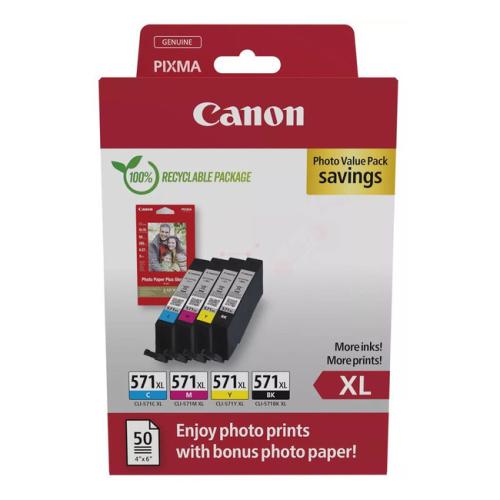 Canon Blekkpatron / fotopapir svart / cyan / magenta / gul (0332C006 / CLI571XL) (multipack, høy kapasitet)