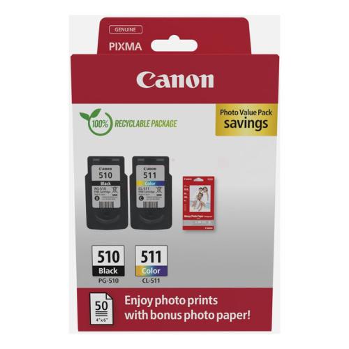 Canon Blekkpatron svart / farge (2970B017 / PG510+CL511) (Dobbelpakke, multipack)