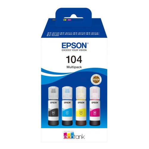 Epson Blekkpatron svart / cyan / magenta / gul (C13T00P640 / 104) (multipack)