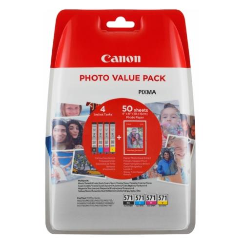 Canon Blekkpatron / fotopapir svart / cyan / magenta / gul (0386C008 / CLI571) (multipack)