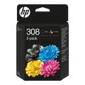 HP Blekkpatron svart / farge (6L6S6UE / 308) (Dobbelpakke, multipack)